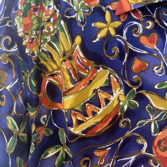 BURMA Bibas Hawaiian shirt Mens M Rayon Floral Guitars - Picture 3 of 5